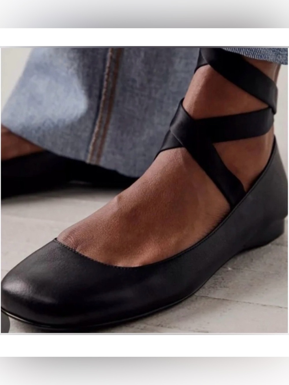 Jeffrey Campbell x Free People That’s A Wrap Black Leather Ballet Flats Size 11